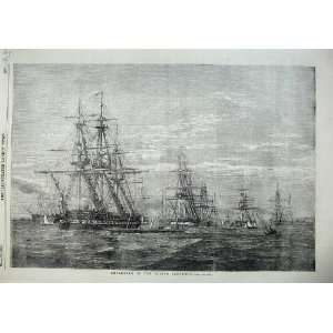   1855 Departure Flying Squadron Sailing Ships War Print