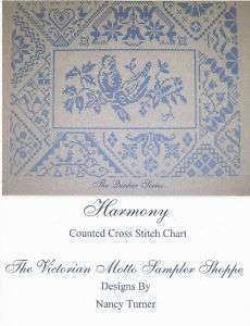 QUAKER Harmony sampler counted cross stitch chart  
