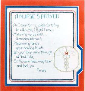 Nurses Prayer Cross Stitch Chart `  