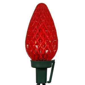  25 C9 Red LED Christmas Light Set; Green Wire