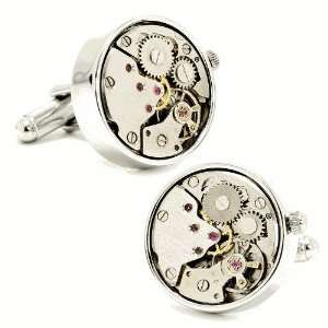  Steampunk Silver Watch Movement Cufflinks Jewelry