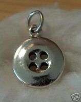 Sterling Silver 3D Solid Realistic Button Sewing Charm  