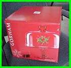 GORHAM HOLIDAY FESTIVE HOLLY BERRIES CAKE DOME NEW BOX