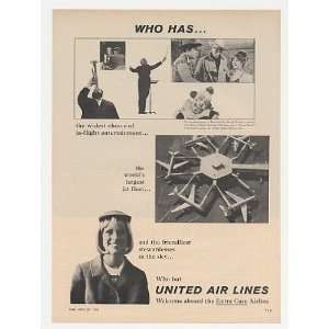  1965 United Airlines Entertain Jet Fleet Stewardess Print 