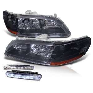   Black Amber Head Lights + LED Bumper Fog Lamp Pair Set New Automotive