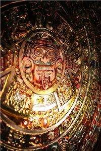 Large Glass Carving of Aztec Calendar with Details  