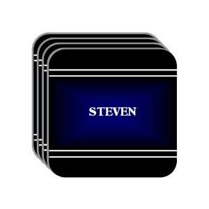 Personal Name Gift   STEVEN Set of 4 Mini Mousepad Coasters (black 