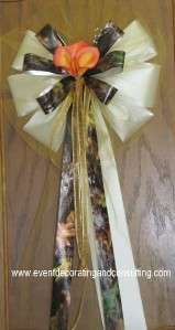 ORANGE CALLA LILLIES MOSSY OAK BREAK UP Pew Bows  