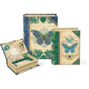 Punch Studio Peacock Butterfly Small Nesting Book Boxes  