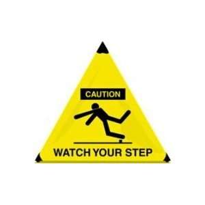   Floor Sign, 3 Sided Pyramid, 18 in Yellow   CAUTION WATCH YOUR STEP