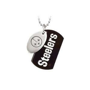 Stainless Steel Pittsburgh Steelers Team Name and Logo Double Dog Tag 