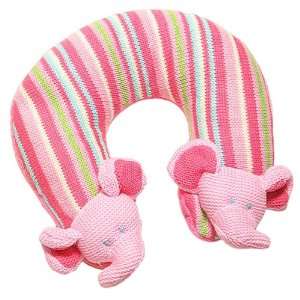    Maison Chic   Cuddly Knit Travel Pillow   Pink Elephant Baby