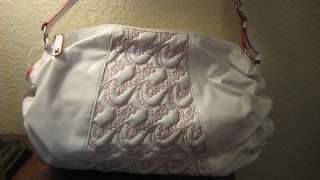 CANDIES White/Pink Quilted Hobo Bag, Purse, Handbag  