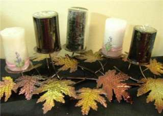 Metal Fall Leaf Pillar Candle Holder New24x15 Fair Combined Shipping 