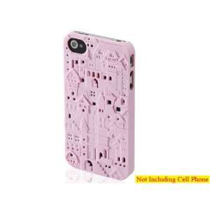  Pink 3D Castle Tower Relief Hard Case Cover for iPhone 4 