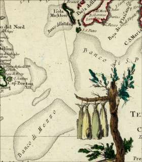1778 ITALIAN MAP ST LAWRENCE CANADA CAPE BRETON NOVA SC  