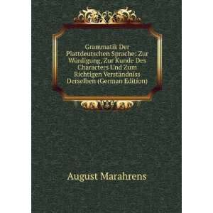   VerstÃ¤ndniss Derselben (German Edition) August Marahrens Books