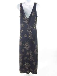 You are bidding on a KAY UNGER Navy Beige Sleeveless Floral Long Dress 