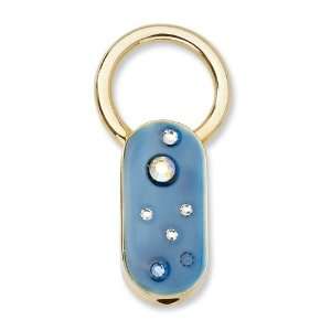  Gold tone Blue Enamel with Crystals Key Fob/Non Metal 