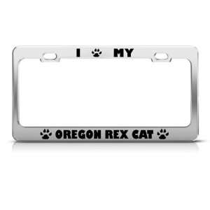 Oregon Rex Cat Chrome Animal license plate frame Stainless Metal Tag 