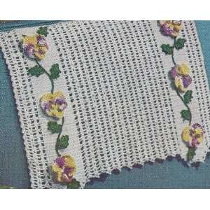 Vintage Crochet Pattern to make   Pansy Grape Applique Chair Set. NOT 