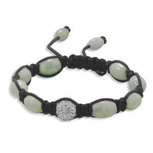  Adjustable Macrame Bracelet with Jade and Crystal Beads Jewelry