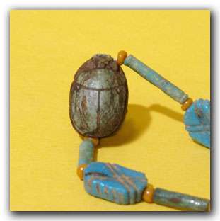 Egyptian Scarabs w. Cartouche Necklace, c. 1420 B.C.  