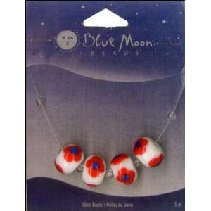 Blue Moon Beads   Art Glass   Jewelry Beads   Round   Flower   White 