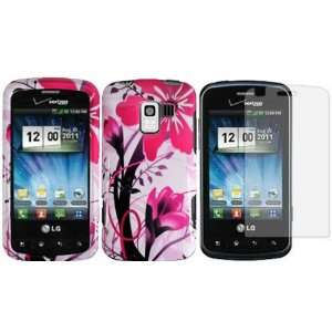  Pink Splash Hard Case Cover+LCD Screen Protector for LG 