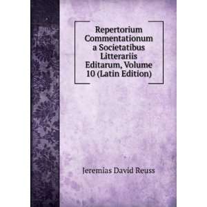   Editarum, Volume 10 (Latin Edition) Jeremias David Reuss Books