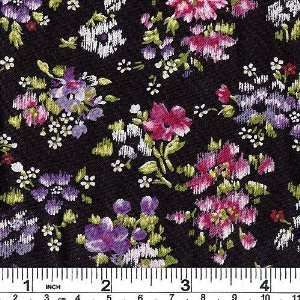  56 Wide Rayon Challis Floral Print Black Fabric By The 