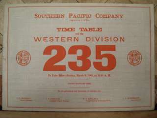 SP SOUTHERN PACIFIC RAILROAD WESTERN DIVISION ETT BLANKET #235 MARCH 8 