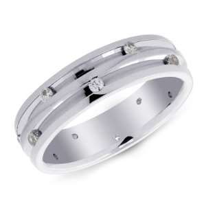    14K White Gold Channel Set Diamond Band Ring Size 10.5 Jewelry