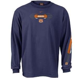  Nike Auburn Tigers Navy Split Second Long Sleeve T shirt 