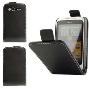   HTC Wildfire S Black Specially Designed Leather Flip Case Electronics