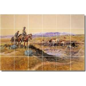 Charles Russell Western Custom Tile Mural 13  32x48 using (24) 8x8 