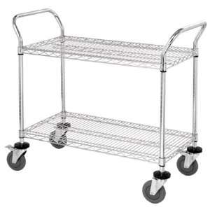  Mobile Wire Utility Cart 24 x 42 x 38H, 2 Wire Shelves CHROME 
