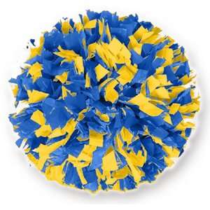  2 Color Mix Wet Look Cheerleaders Poms GOLD/ROYAL BLUE 3/4 