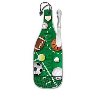  Game On   Glass Cheese Server w/ Nickel Plated Spreader 