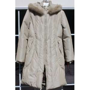  New VIA SPIGA Womens Long Jacket With Fox Fur Trim,size 