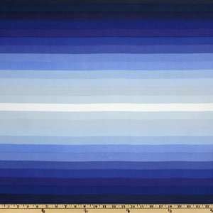  44 Wide Silk Crepe De Chine Ombre Stripes Blue Fabric By 