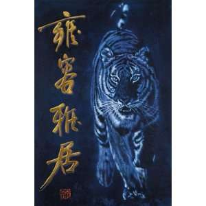  HUGE LAMINATED / ENCAPSULATED Tiger Tiger Chinese Writing 