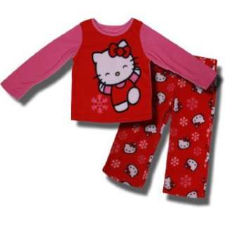 Hello Kitty Snowflakes 2 Piece Fleece Pajamas For Girls 
