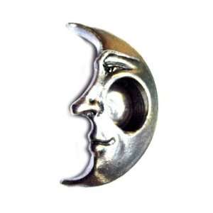 Moon Face Candle Holder for 1/2 Candles   Solid Pewter