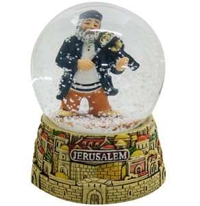 Chasid Fiddler Polyresin Snow Globe Snow Ball Water Globe Judaica 
