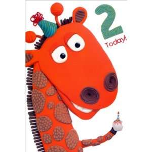  2nd Birthday Greeting Card   Giraffe Health & Personal 