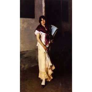 Oil Painting Italian Girl with Fan John Singer Sargent Hand Painted