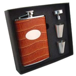  Visol Chouette Brown Leatherette 8oz Stainless Steel Hip 