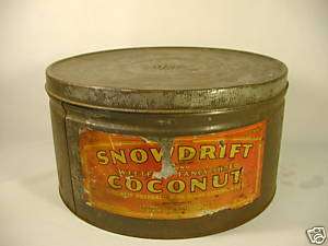 Large Antique Advertising Metal Tin SNOWDRIFT COCONUT  