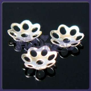 JEWELRY MAKE 200 Silver Plated Metal Flower Bead Caps  